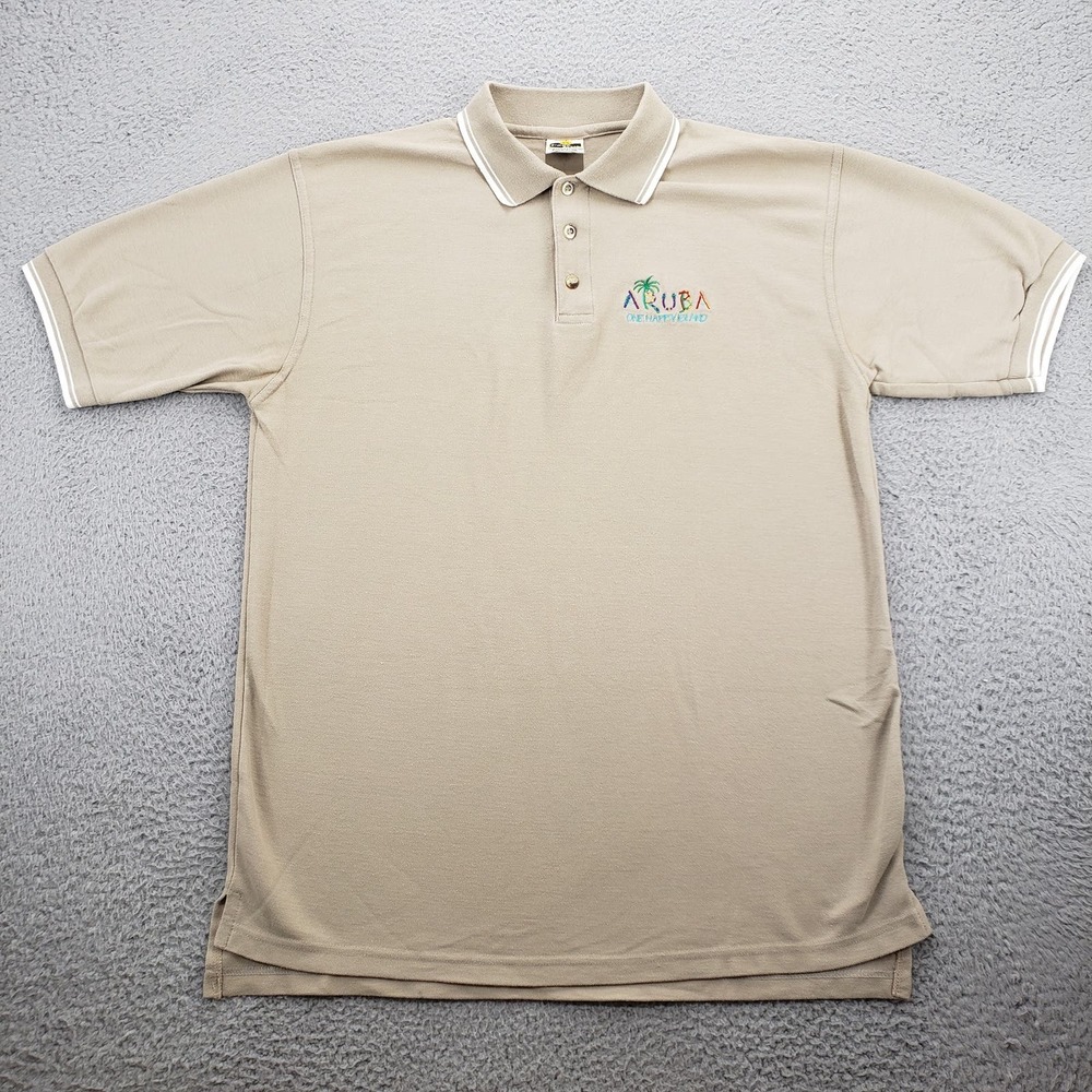 Coco Beach Shirt Mens XL Brown Aruba Short Sleeve Beach Golf Polo